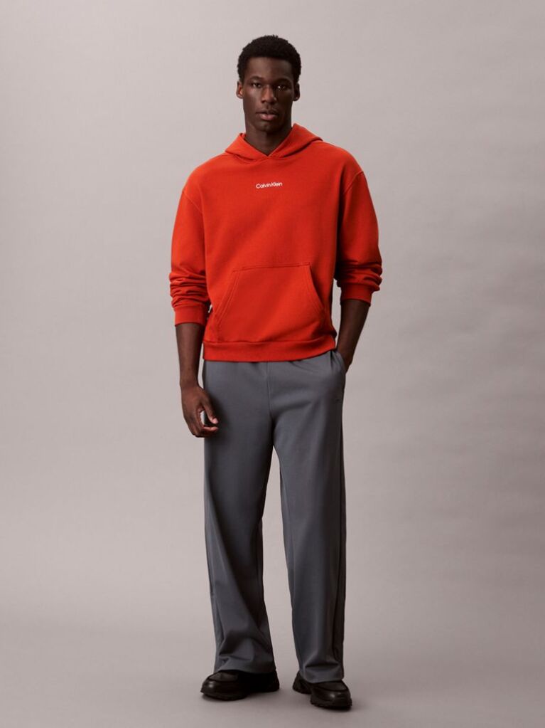 Πορτοκαλί Hoodie Από Απαλό Βαμβακερό Terry  Άνδρας
