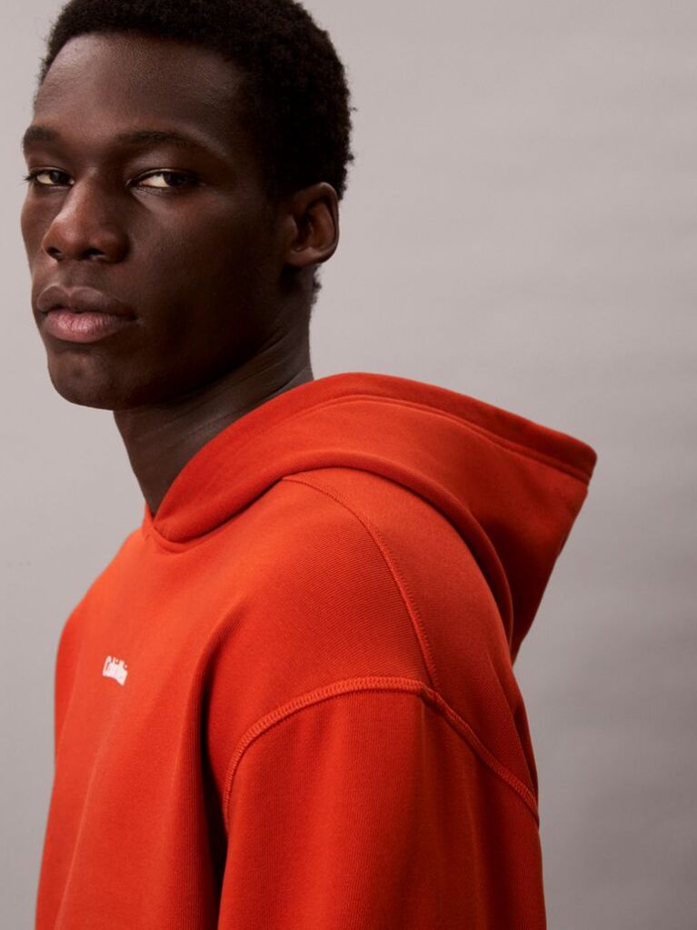 Πορτοκαλί Hoodie Από Απαλό Βαμβακερό Terry  Άνδρας