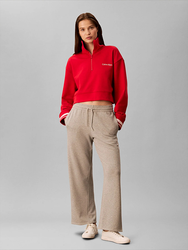 Red French Terry 1/4 Zip Sweatshirt  Women