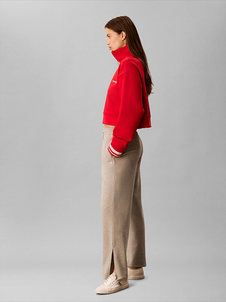 Red French Terry 1/4 Zip Sweatshirt  Women