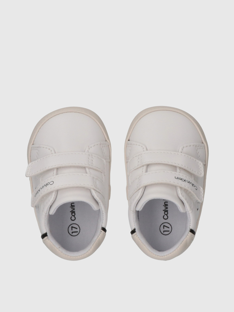 White Baby Low Cut Velcro Sneakers  Boys
