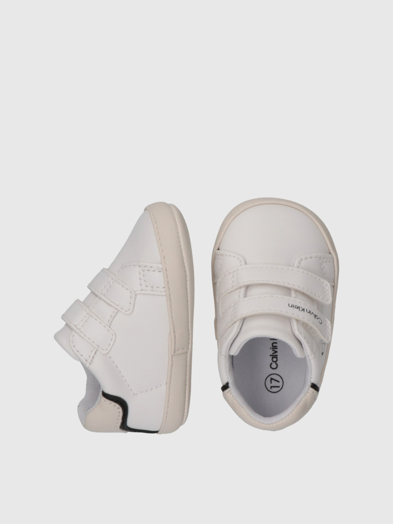 White Baby Low Cut Velcro Sneakers  Boys