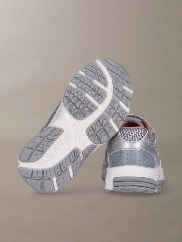 Ασημί Παιδικά Sneakers Με Velcro Και Κορδόνια  Κορίτσι