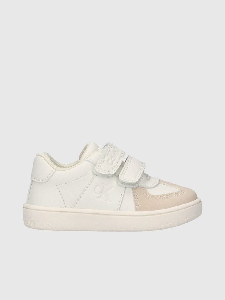 White Low Cut Velcro Sneaker  Kids Unisex