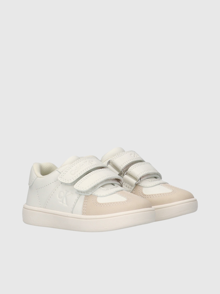 White Low Cut Velcro Sneaker  Kids Unisex
