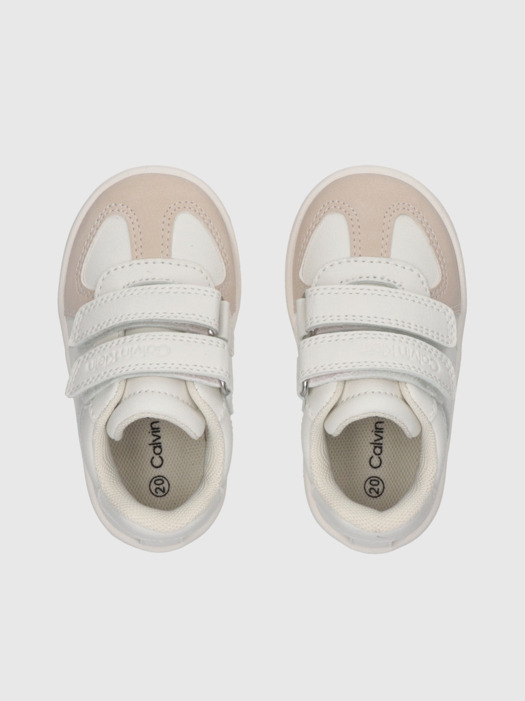 White Low Cut Velcro Sneaker  Kids Unisex