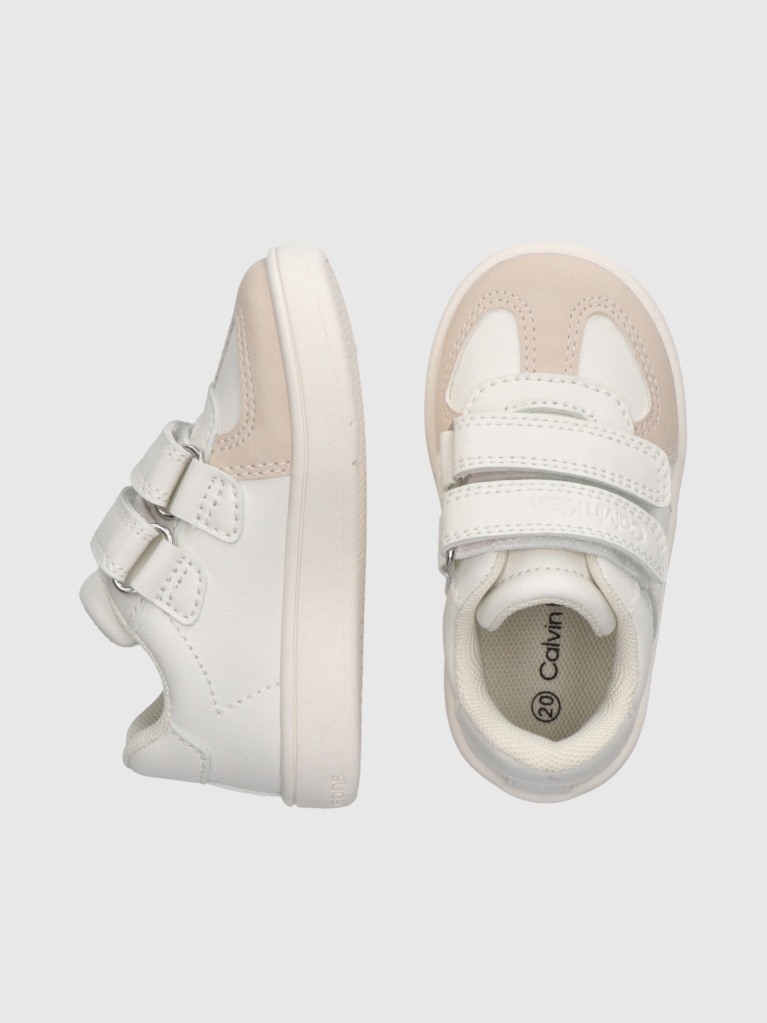 White Low Cut Velcro Sneaker  Kids Unisex