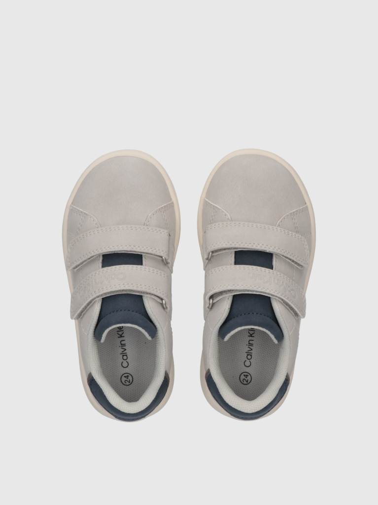 Grey Kids Low Cut Velcro Sneakers  Kids Unisex