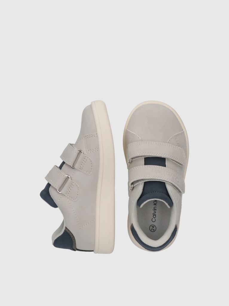Grey Kids Low Cut Velcro Sneakers  Kids Unisex