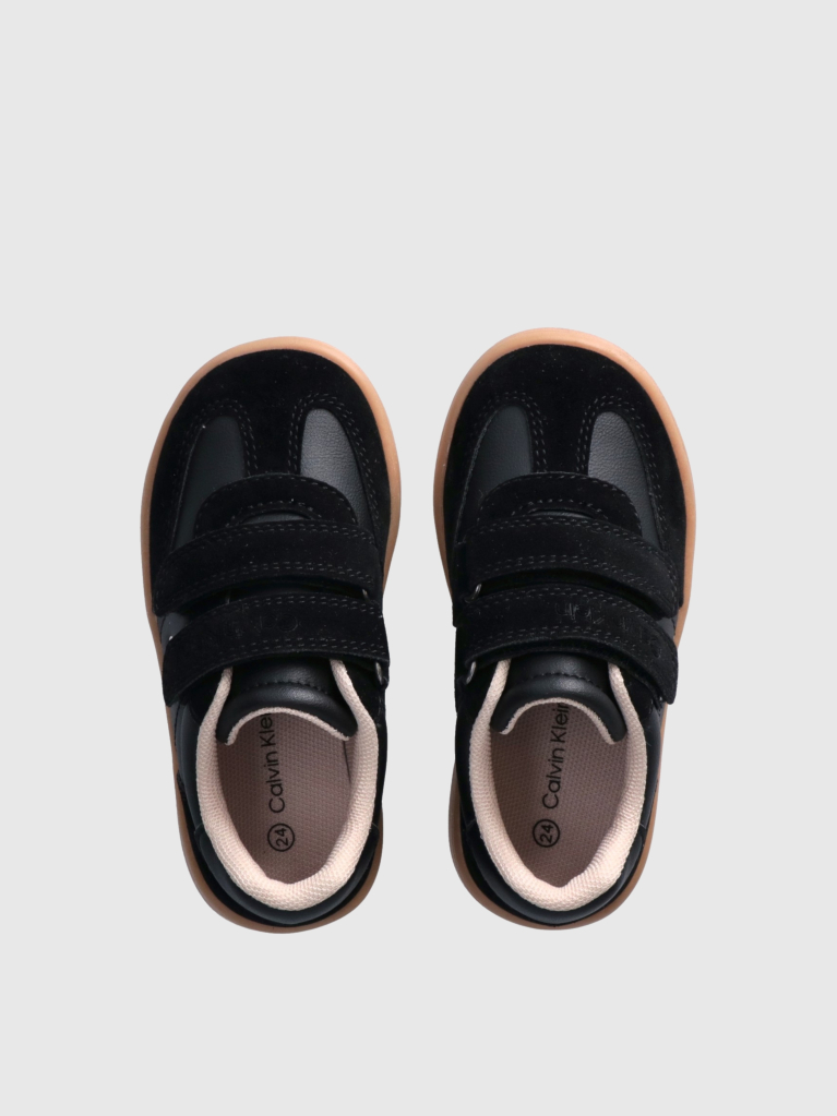 Black Kids Low Cut Velcro Sneakers  Kids Unisex