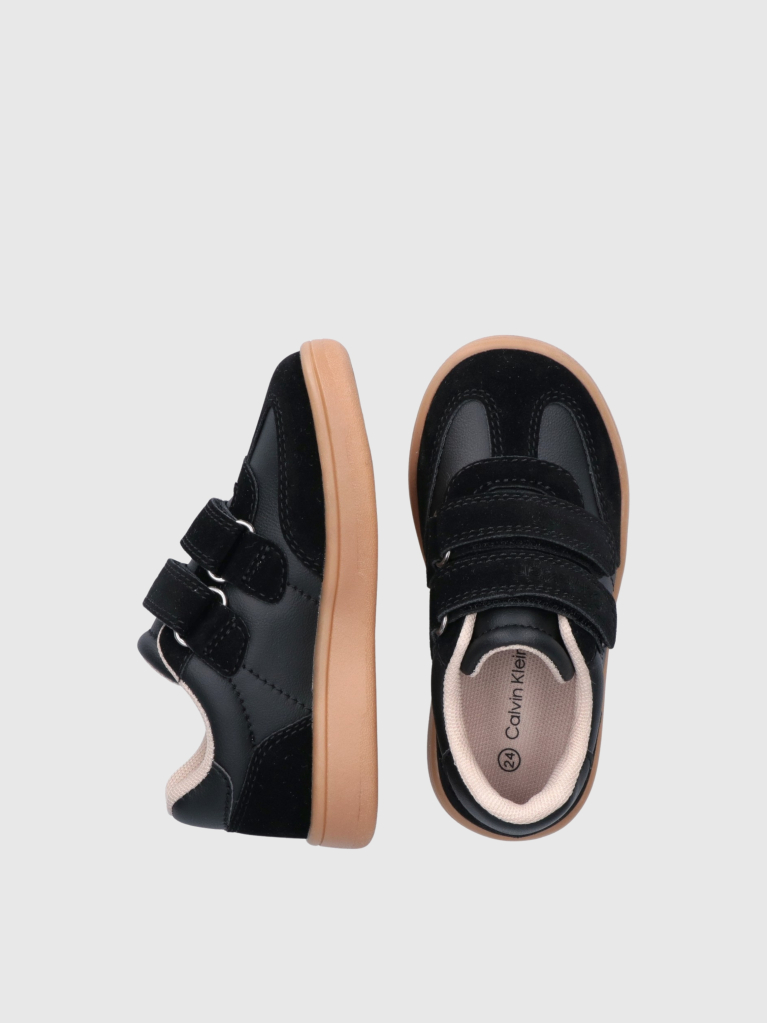 Black Kids Low Cut Velcro Sneakers  Kids Unisex