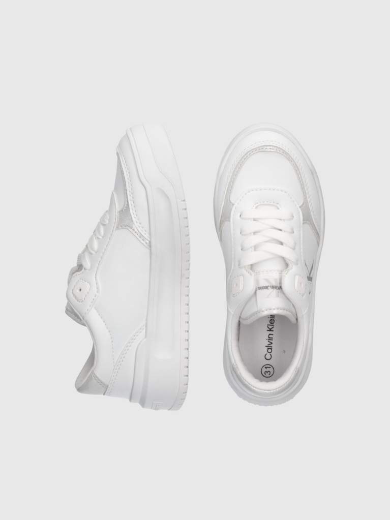 White Low Cut Lace-Up Sneaker  Girls