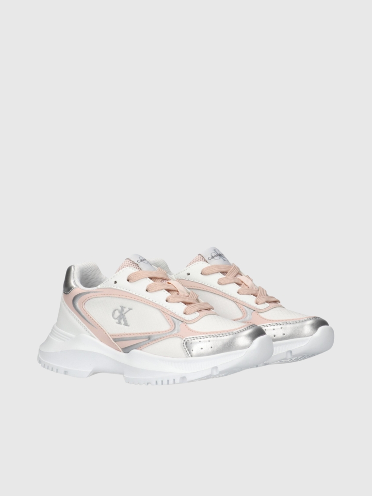 White Low Cut Lace-Up Sneaker  Girls