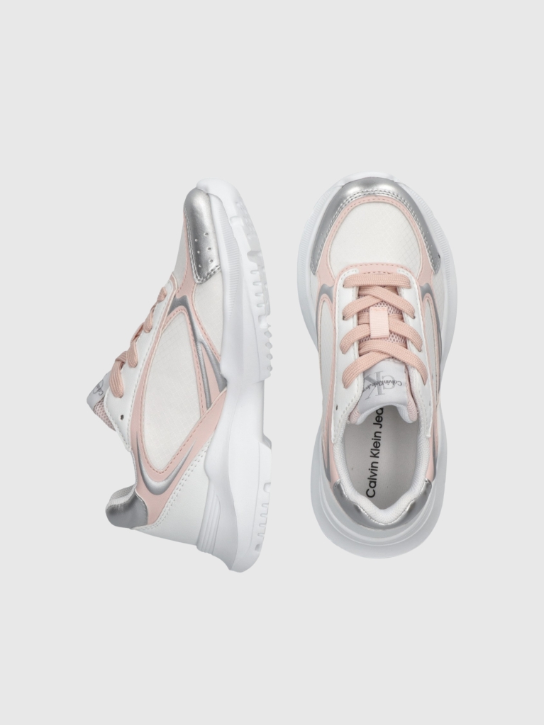 White Low Cut Lace-Up Sneaker  Girls