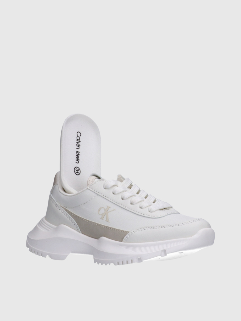 White Low Cut Lace-Up Sneaker  Girls