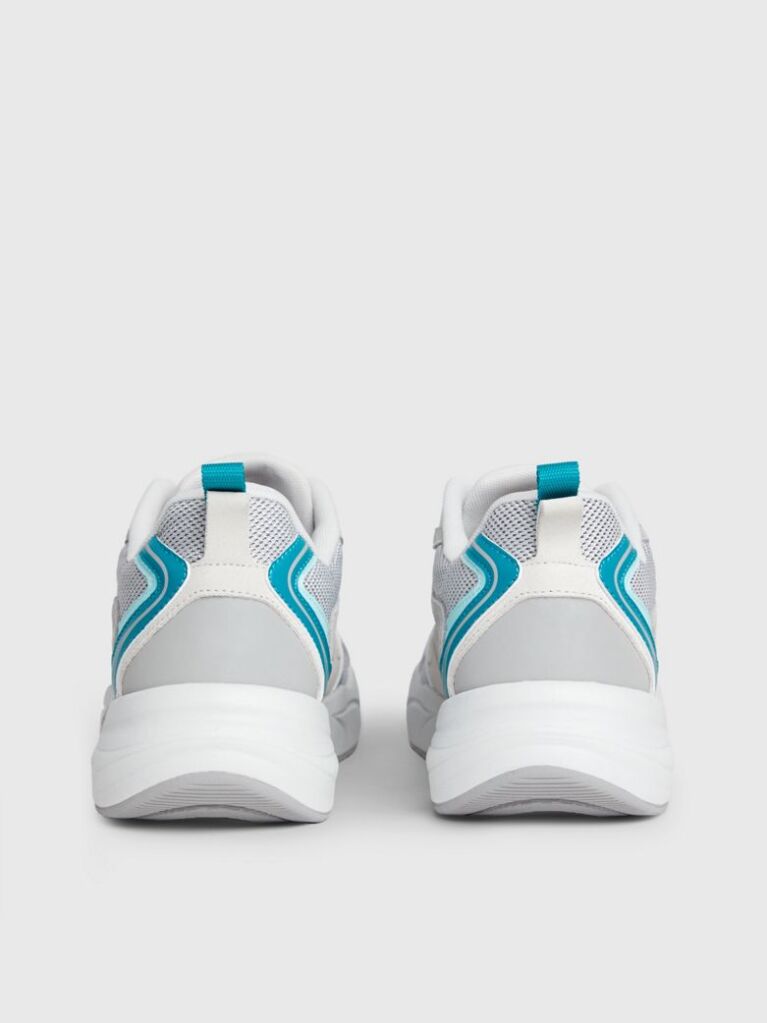 White Leather And Recycled Mesh Trainers  Men