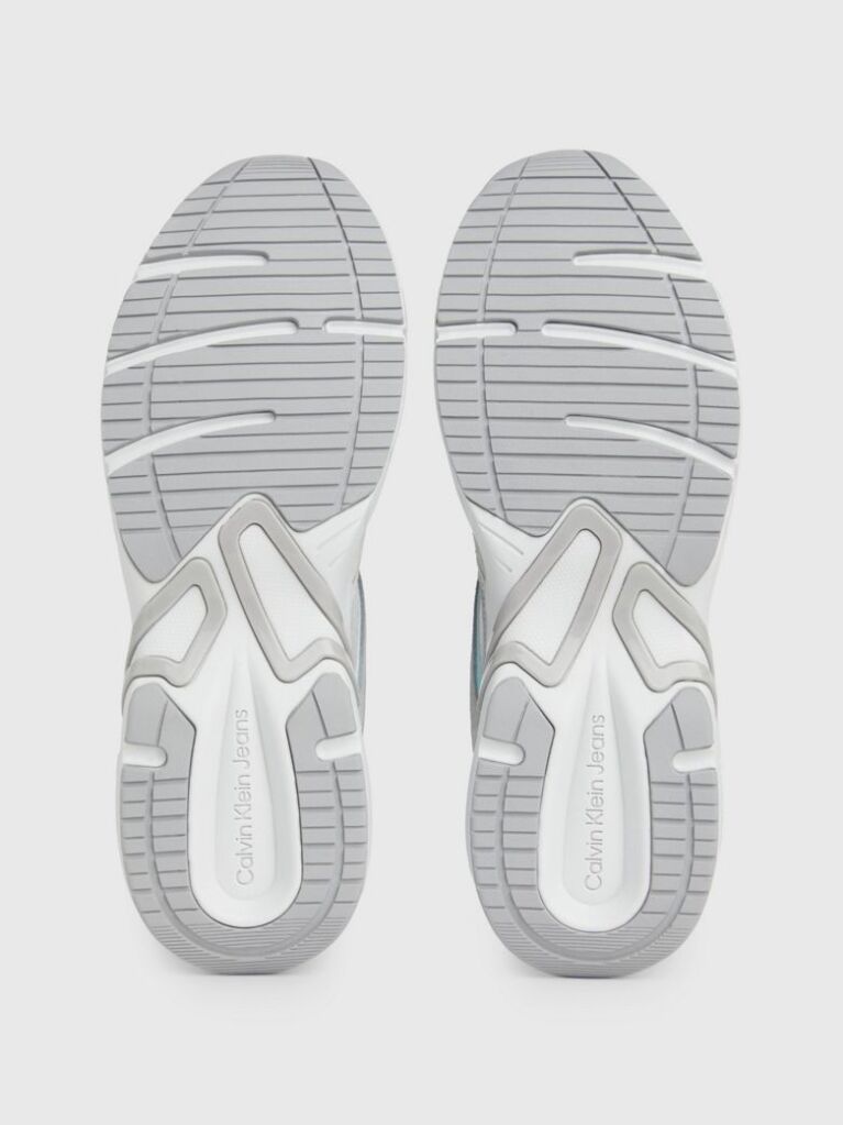 White Leather And Recycled Mesh Trainers  Men