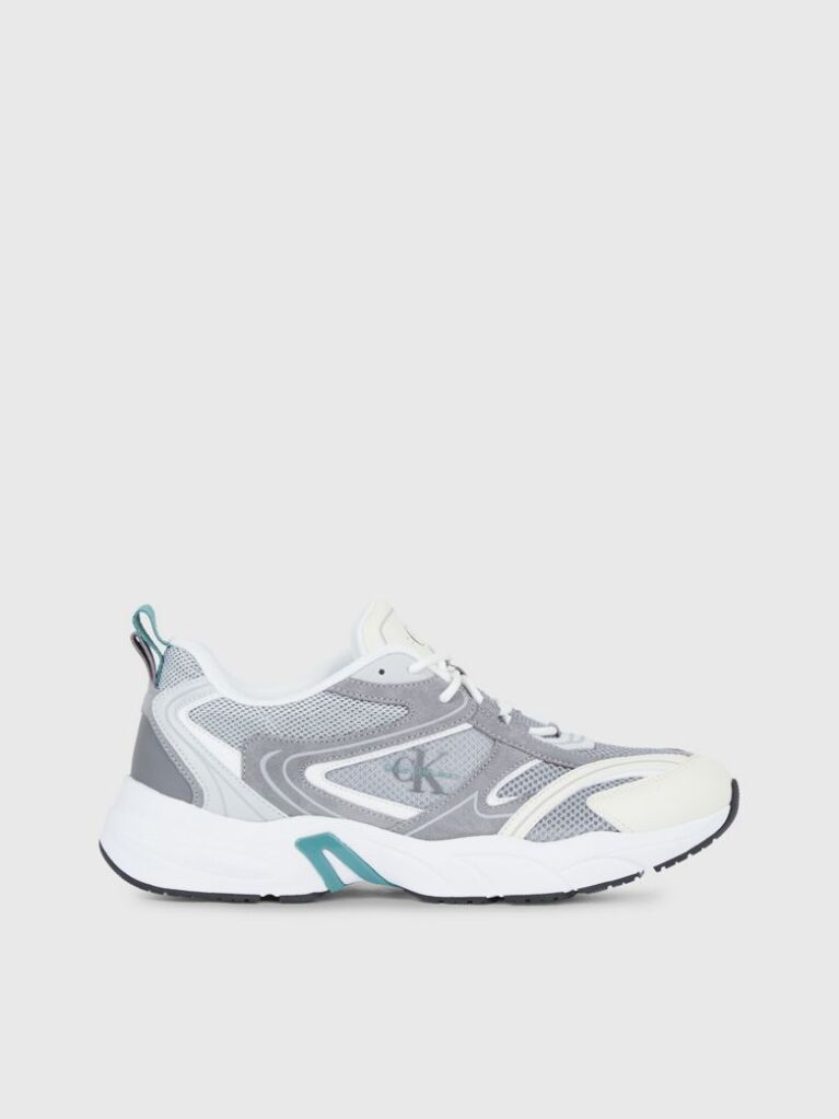 Multi Leather And Recycled Mesh Trainers  Men