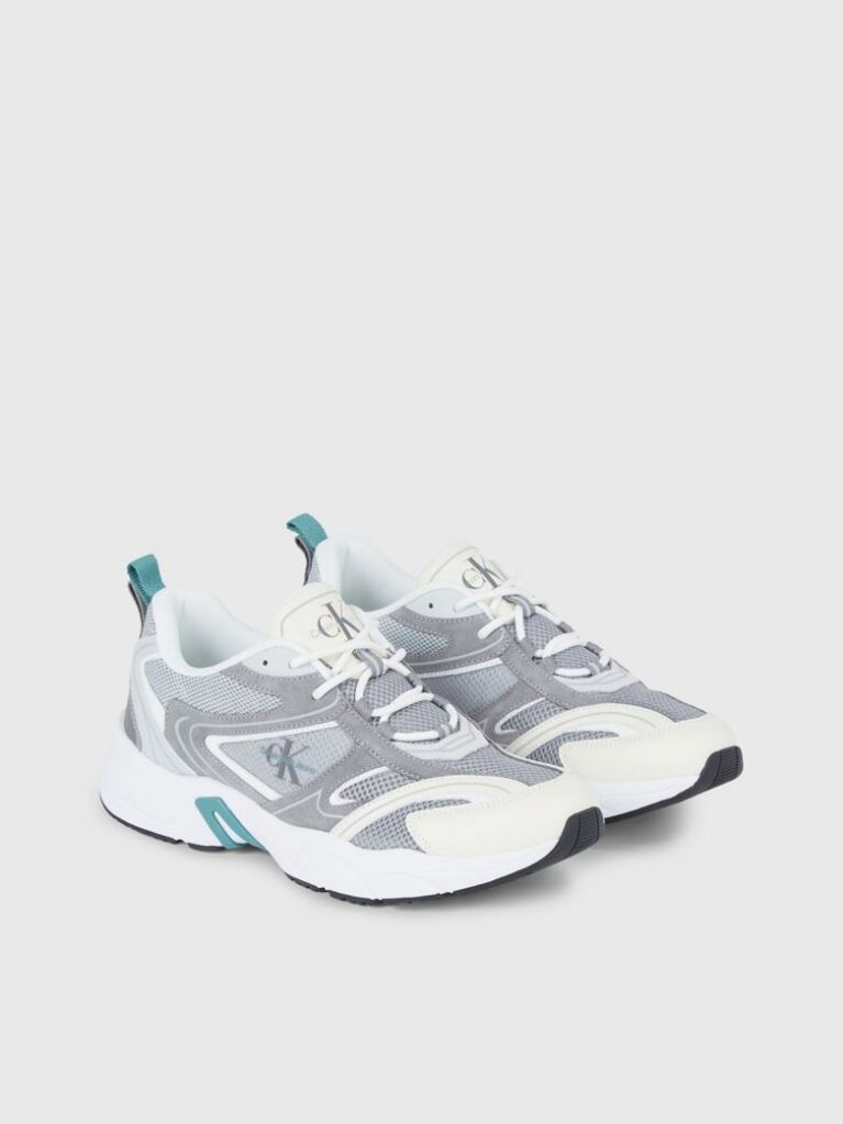 Multi Leather And Recycled Mesh Trainers  Men