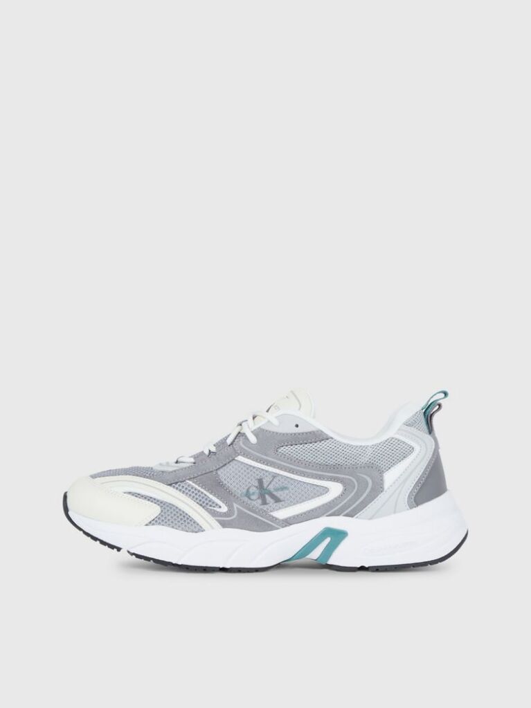 Multi Leather And Recycled Mesh Trainers  Men