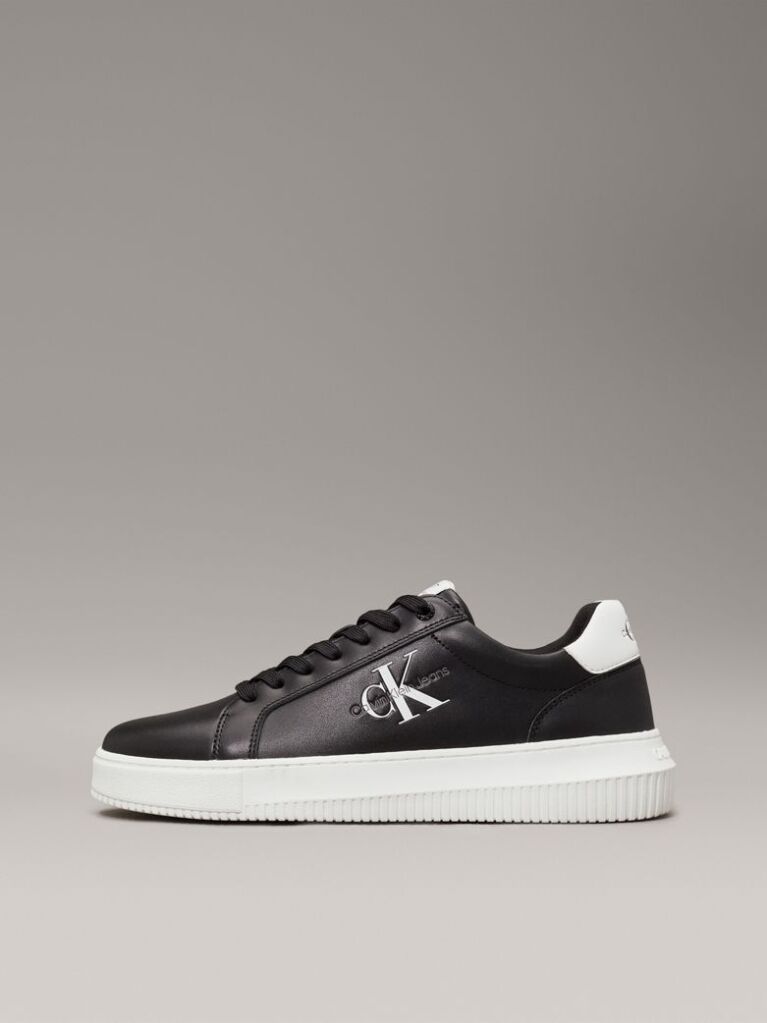 Black Leather Chunky Trainers  Men