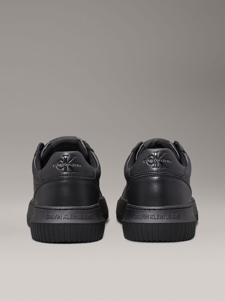 Black Leather Chunky Trainers  Men
