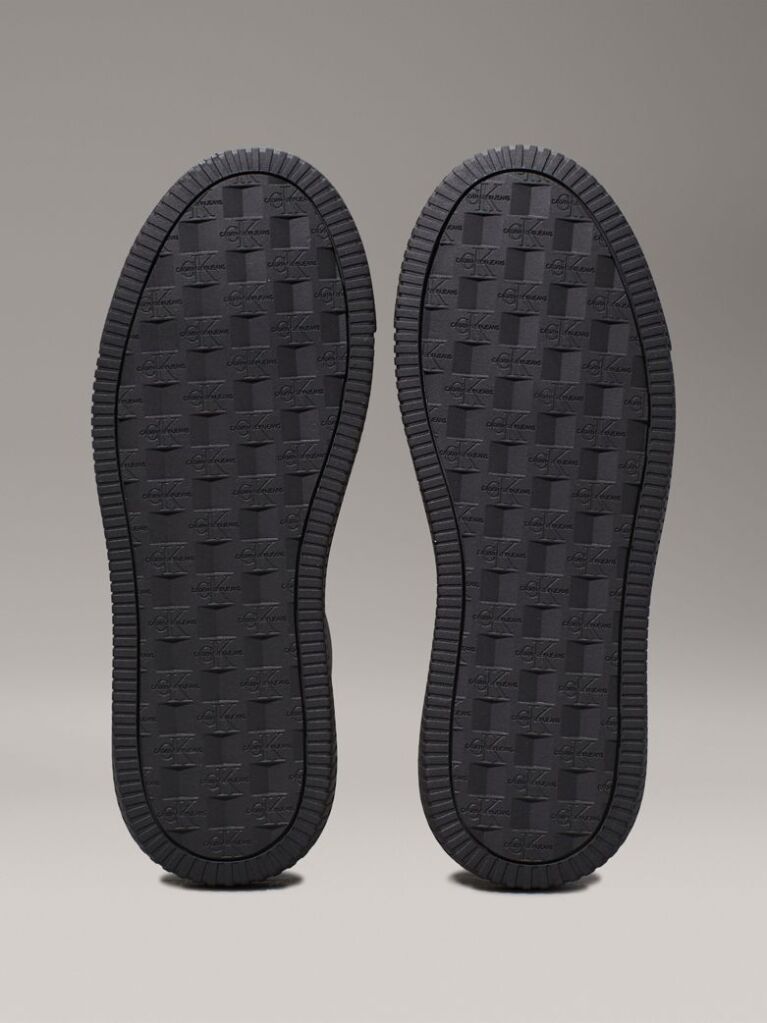 Black Leather Chunky Trainers  Men
