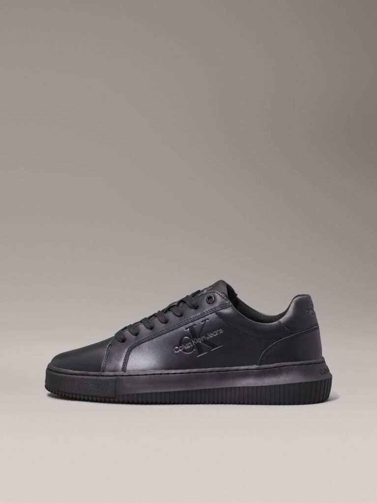 Black Leather Chunky Trainers  Men
