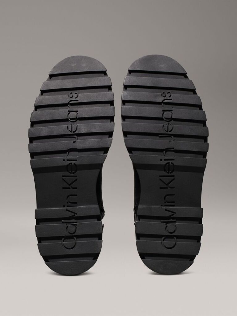 Black Leather Lug Boots  Men