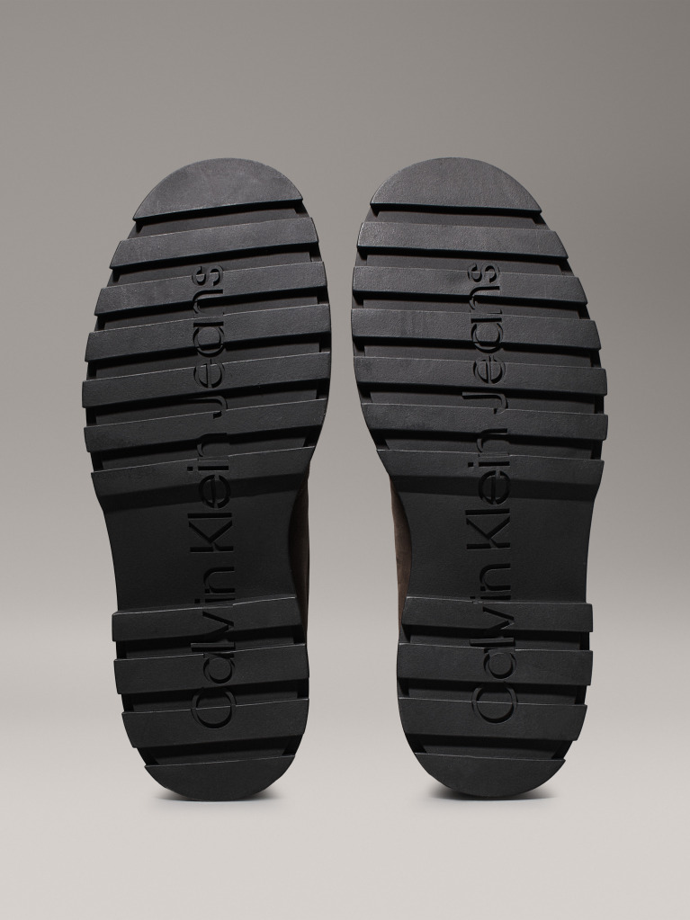 Black Leather Winter Lug Boots  Men