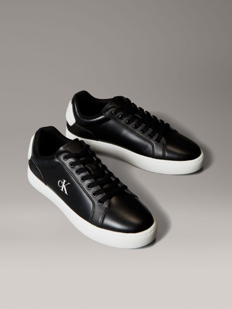 Black Leather Trainers  Men