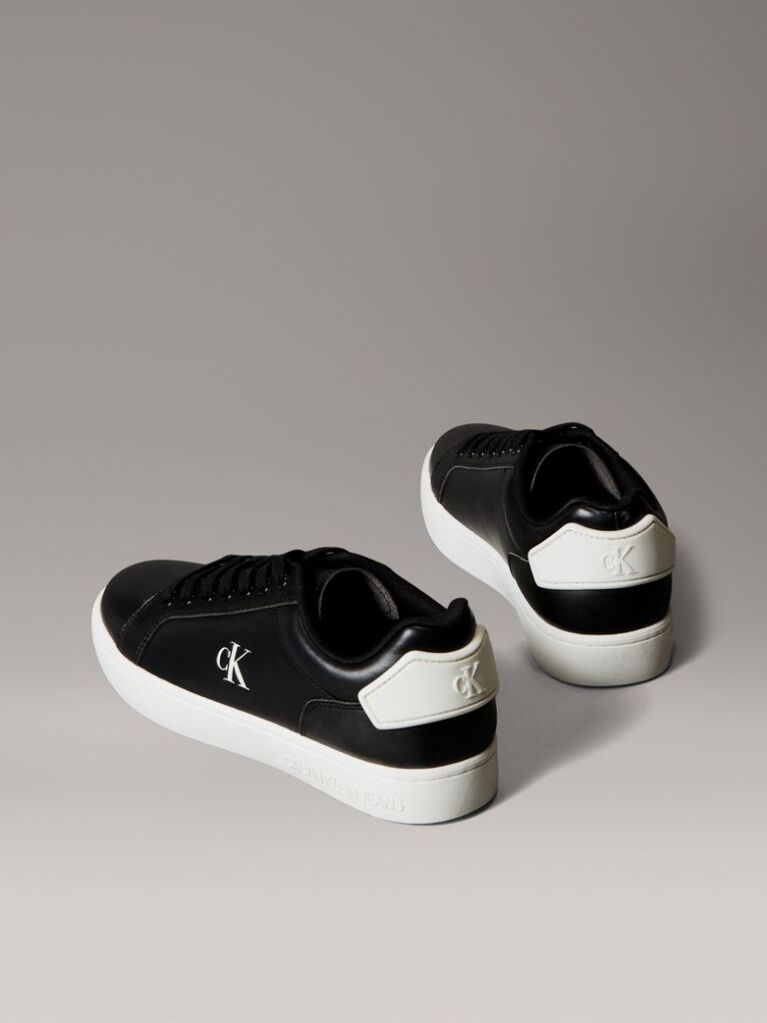 Black Leather Trainers  Men