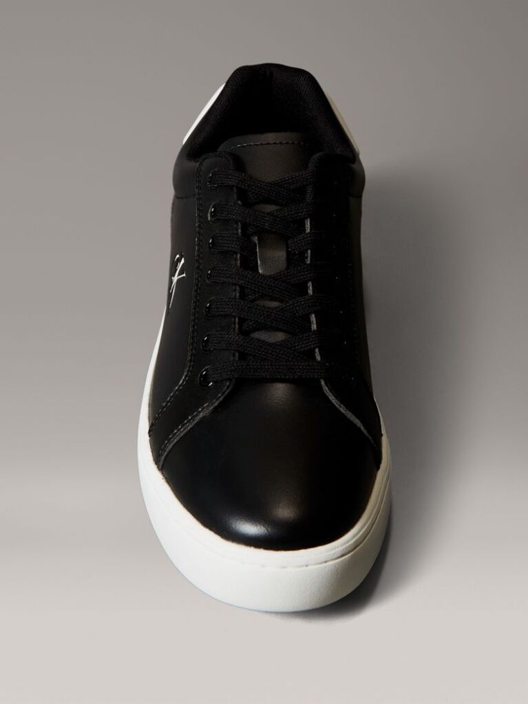 Black Leather Trainers  Men