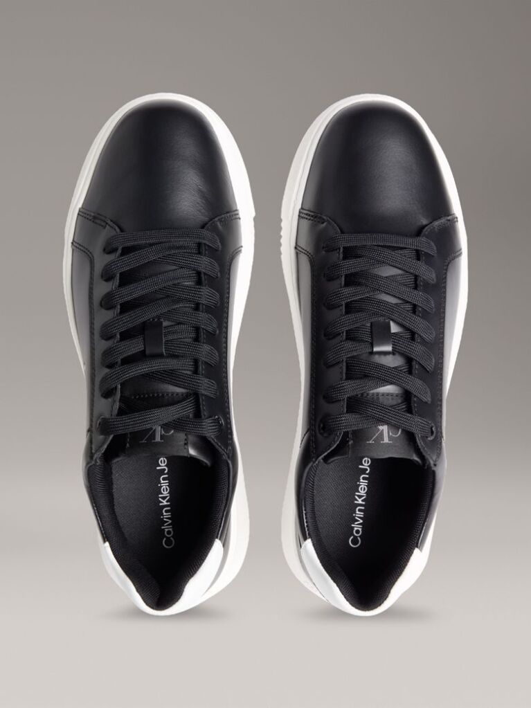 Black Leather Trainers  Men