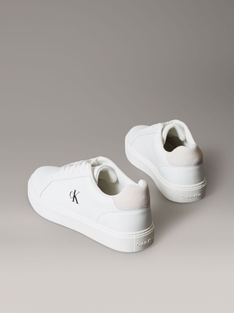 White Leather Signature Logo Trainers  Men