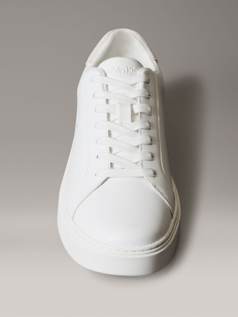 White Leather Signature Logo Trainers  Men