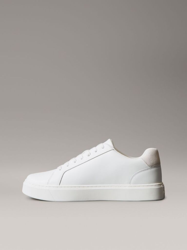 White Leather Signature Logo Trainers  Men