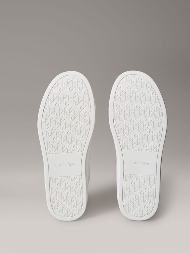 White Leather Signature Logo Trainers  Men
