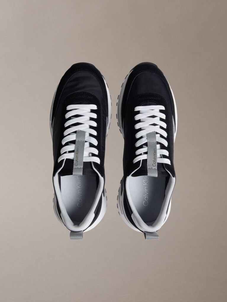 Black Suede and Nylon Runner Trainers  Men