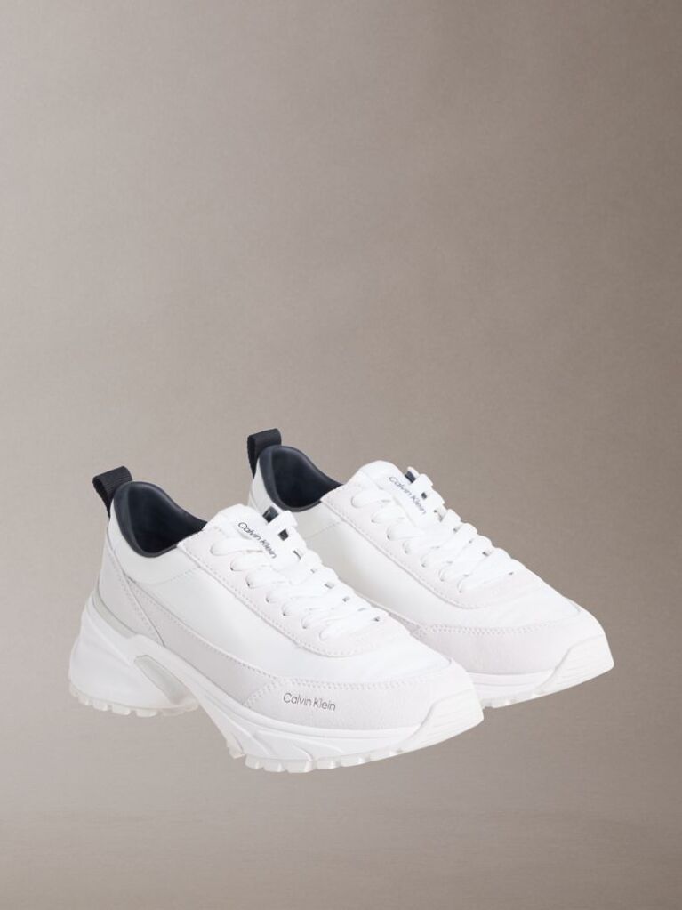 White Suede and Nylon Runner Trainers  Men