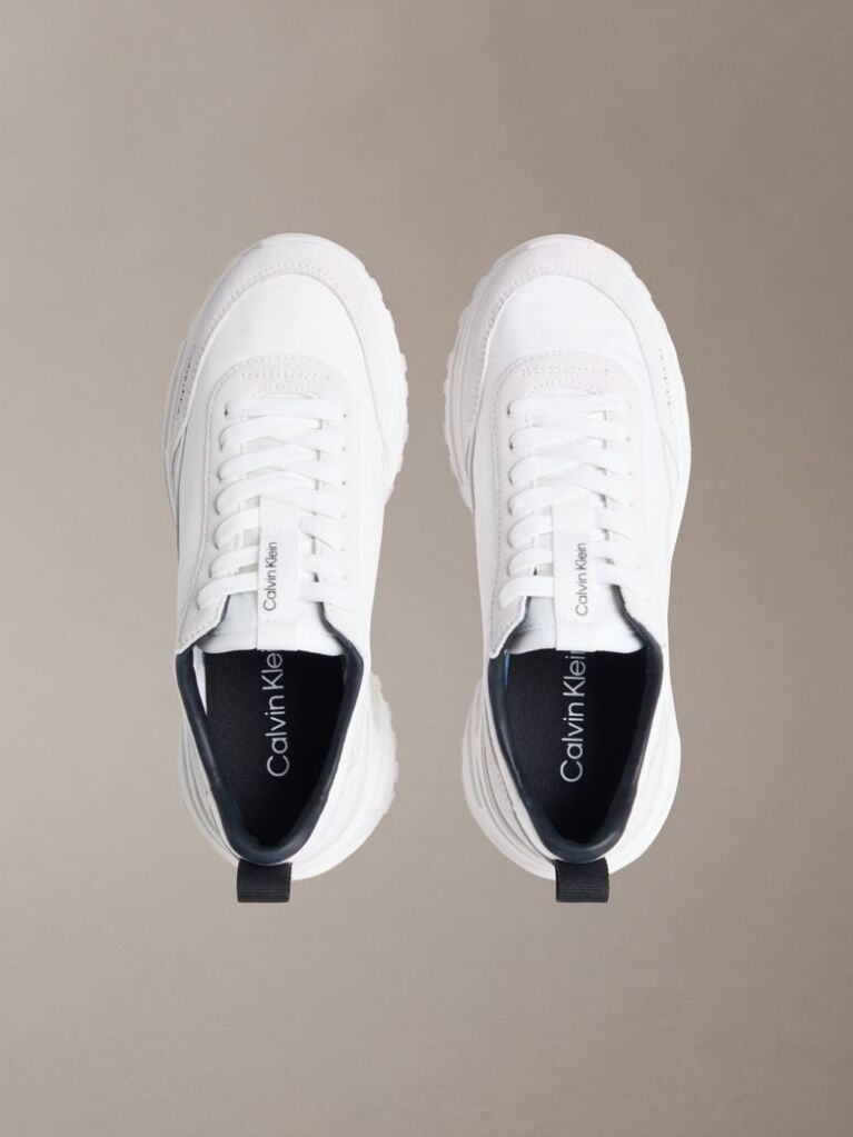 White Suede and Nylon Runner Trainers  Men