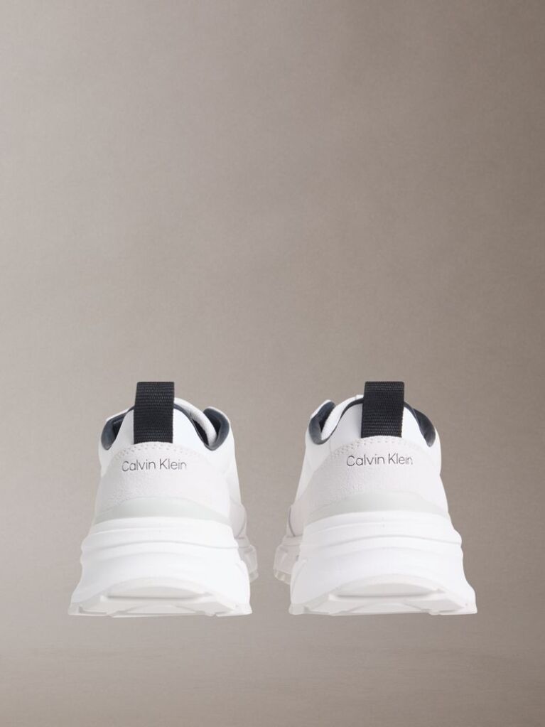 White Suede and Nylon Runner Trainers  Men