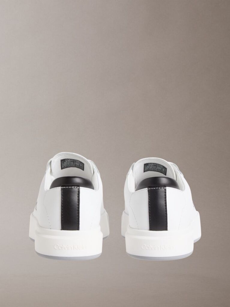 White Leather Signature Logo Trainers  Men