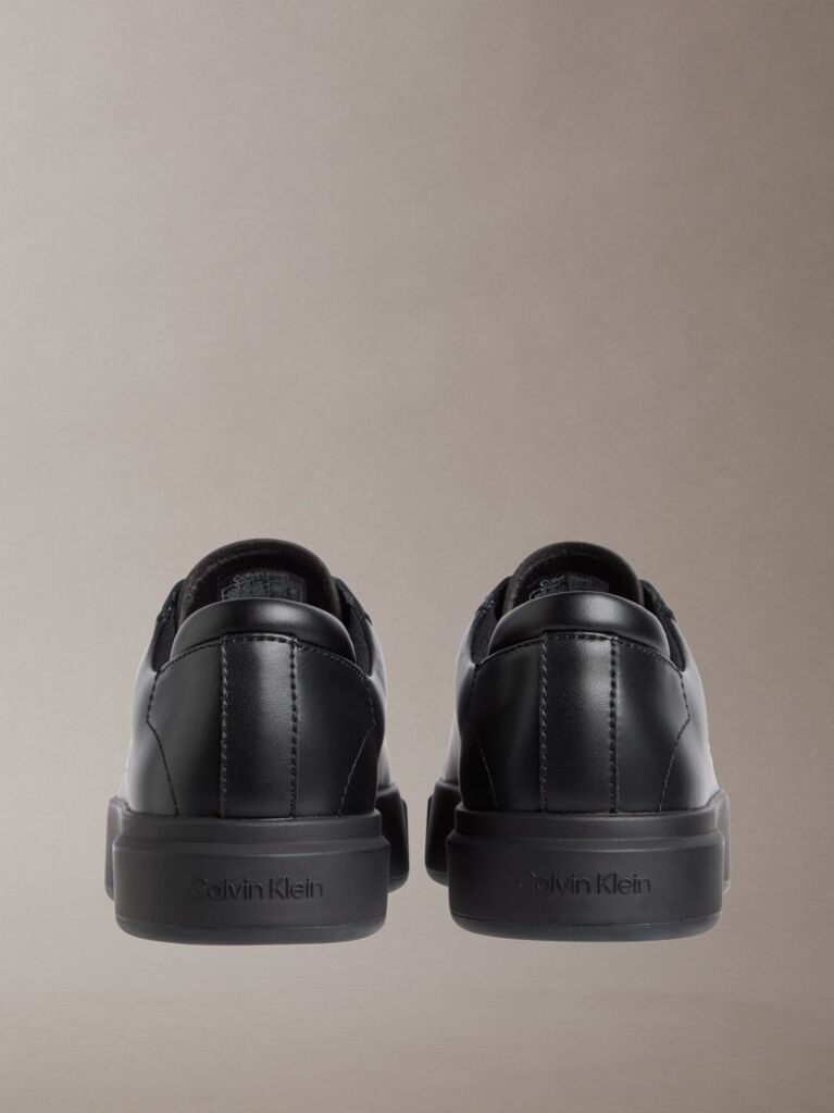 Black Leather Signature Logo Trainers  Men