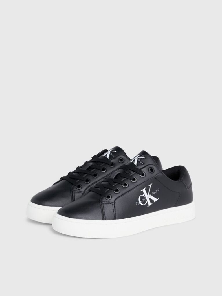 Black Leather Trainers  Women