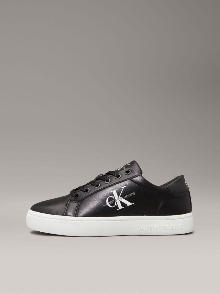 Black Leather Trainers  Women