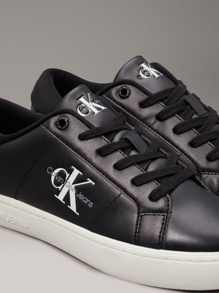 Black Leather Trainers  Women