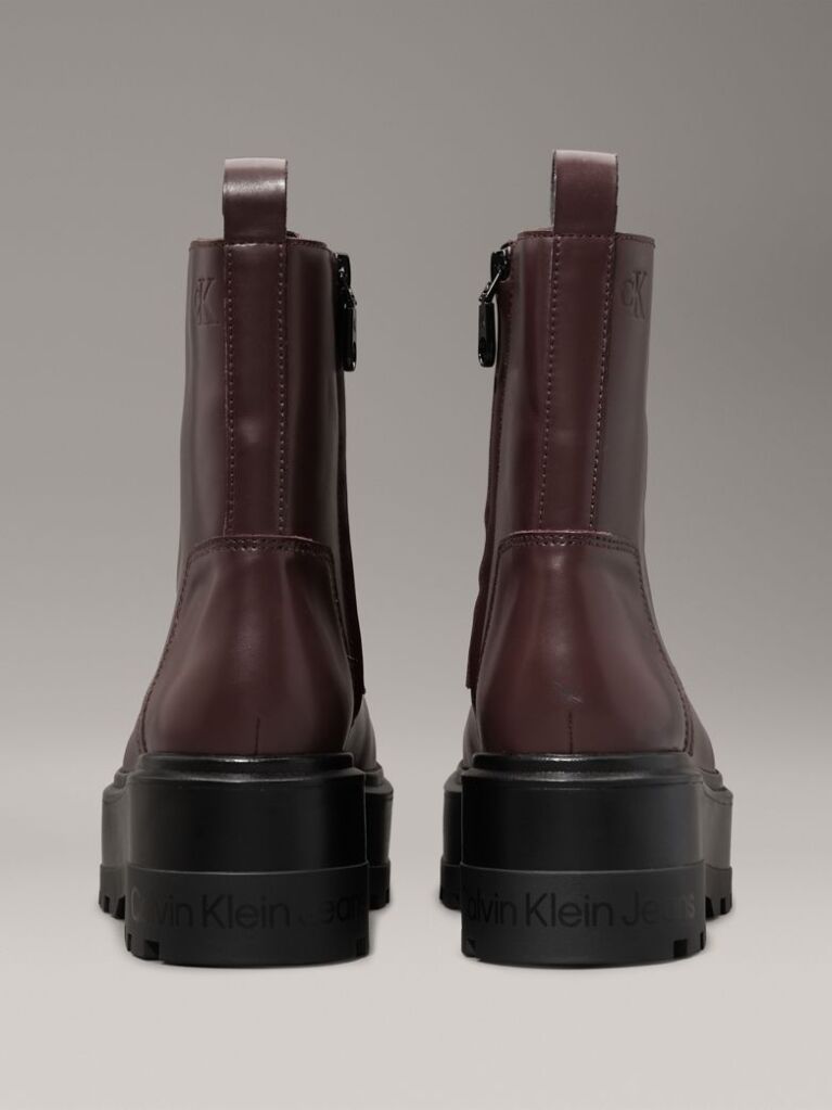 Brown Leather Platform Boots  Women