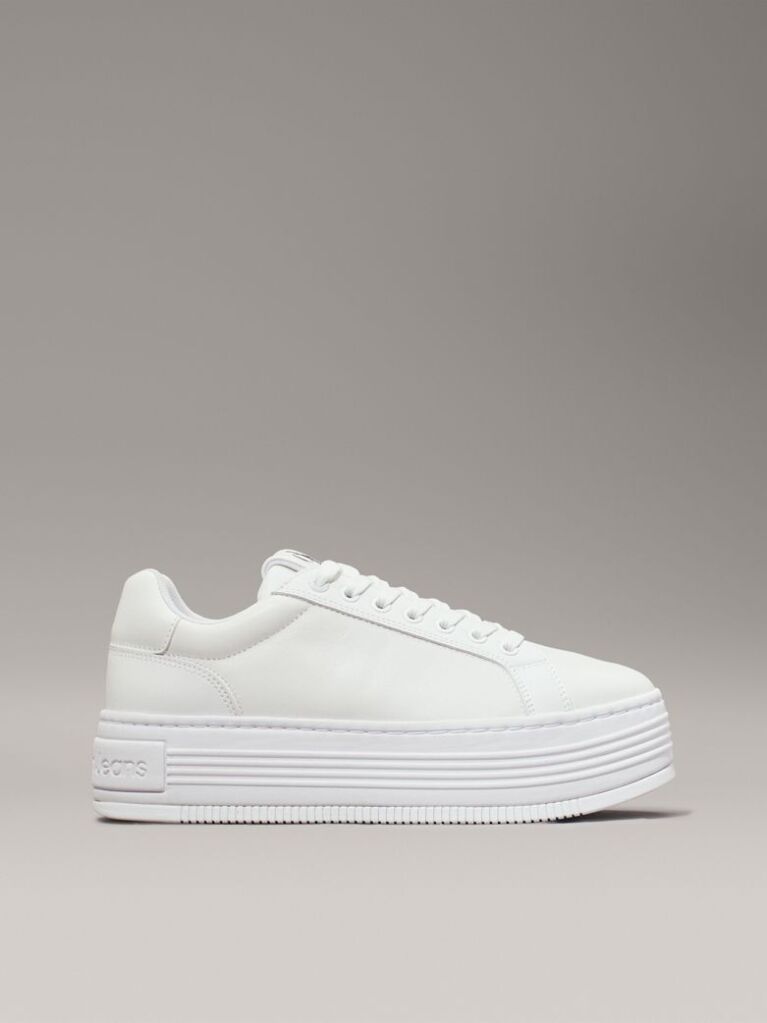 Λευκό Δερμάτινα Sneakers Με Πλατφόρμα  Γυναίκα