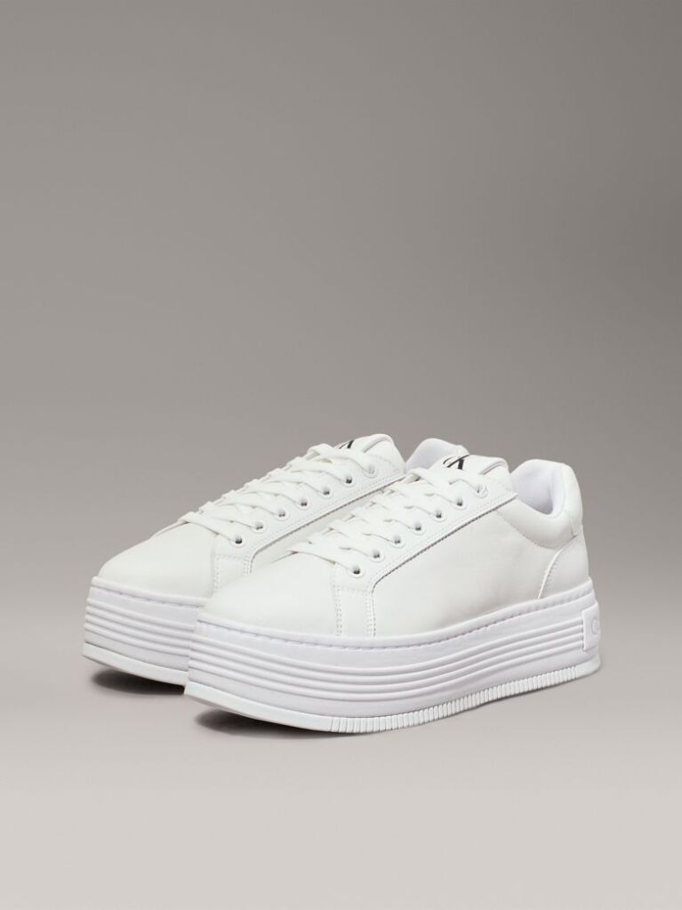 Λευκό Δερμάτινα Sneakers Με Πλατφόρμα  Γυναίκα